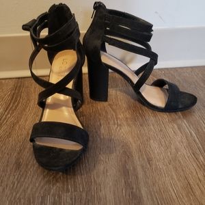 Lauren Conrad Black Strappy Heels, 7